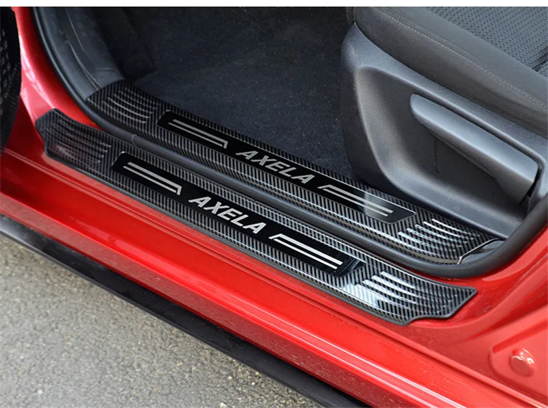 Автомобильный Стайлинг для Mazda 3 Axela автомобильные аксессуары нержавеющая сталь углеродное волокно узор Накладка/порог дверь порог