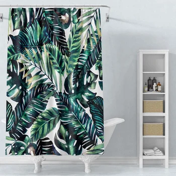 

180x180cm Bathroom Set Waterproof Shower Curtain Bath Cover Bathroom Decor Colored Drawing Leaves Type