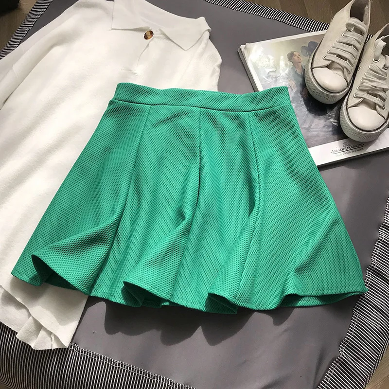 

Stock WOMEN'S Dress Overstock 2019 Korean-style Elegant Versatile Solid Color A- line Short Skirt Slimming Students 12.10