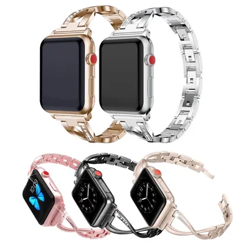 

Stainless steel Apple Watch strap 38mm 40mm 42mm 44mm crystal diamond strap ladies jewelry iWatch series 5 4 3 2 1 Accessories