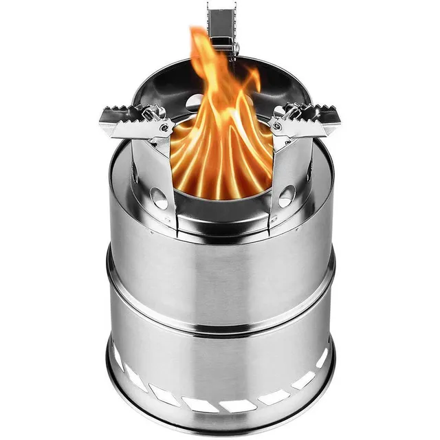 Portable Outdoor Camping Stove Wood Burning Mini Lightweight Stainless Steel  Stove Picnic BBQ Cooker Travel Adventure Tools 1