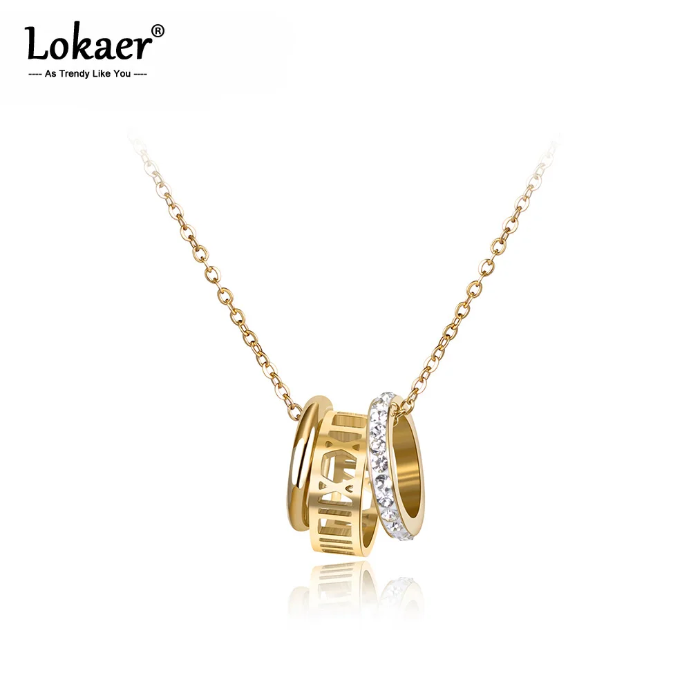 Lokaer классический кубический цирконий AAA подвеска римское письмо ожерелье для