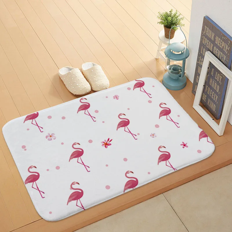 

Stylish Luxury Tropical Style Welcome Door Mat Pink Flamingo Palm Living Room Decorative Blanket Non-Slip Kitchen Bathroom Mat