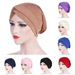 Модные женские туфли полиэстер мусульманский эластичный тюрбан шапка после химиотерапии Кепки выпадения волос головной платок, шарф