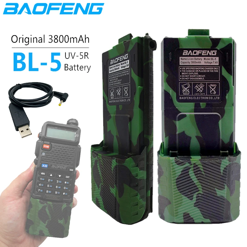 

BL-5 3800mAh Baofeng UV-5R 7.4V Li-on Battery UV 5R USB Charge Cable for Walkie Talkie UV5R UV-5RE Plus BF-F8+ F8hp UV-5RA uv5r