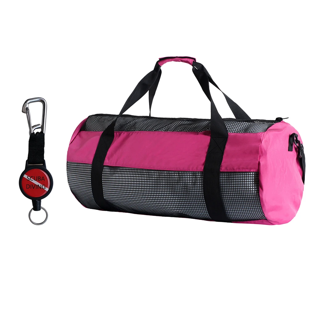 Durable Dive Mesh Duffel Bag Snorkeling Retractor Lanyard Holder Hook Carabiner for Diving Water Sports