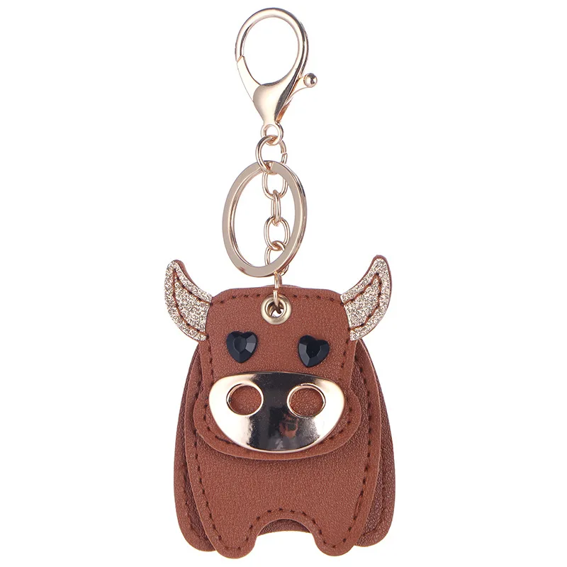 Fashion Creative PU Leather Bull Keychain For Men And Women Couples Cute  Car Key Chain Bag Ornaments Jewelry Accessories Gift