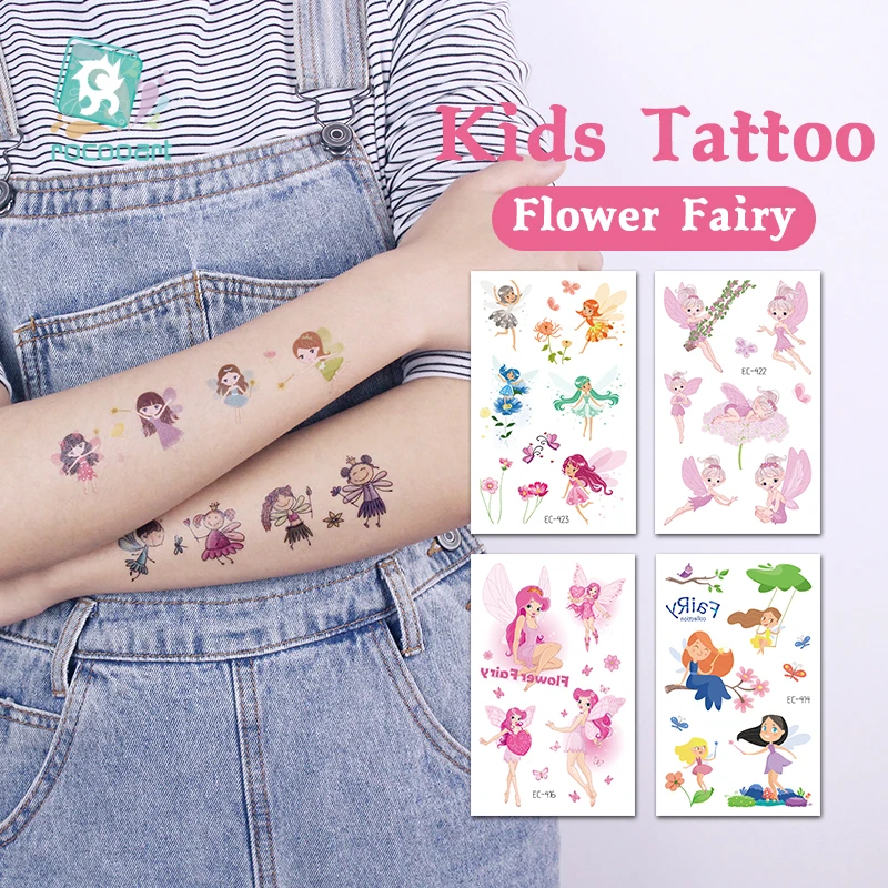Cute Flower Fairy Tattoo Stickers For Girls Body Art Temporary Tattoos Waterproof Fake Tatoo Children Party Decoration | Красота и