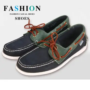

Leather Shoes Wine Red Summer Boat Shoes Mens Casual Shoes Loafers Genuine oil Wax Leather Handmade Comfortable Breathable