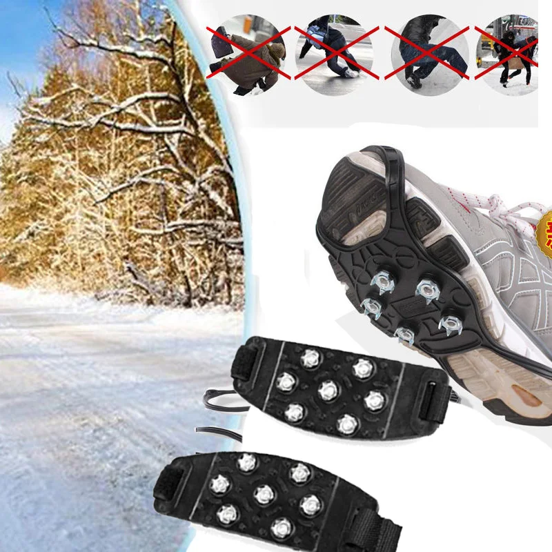

Durable Crampon Hiking Shoe Spikes Grips Black Gadgets Claws Portable 15.6x6.05cm Sport Professional