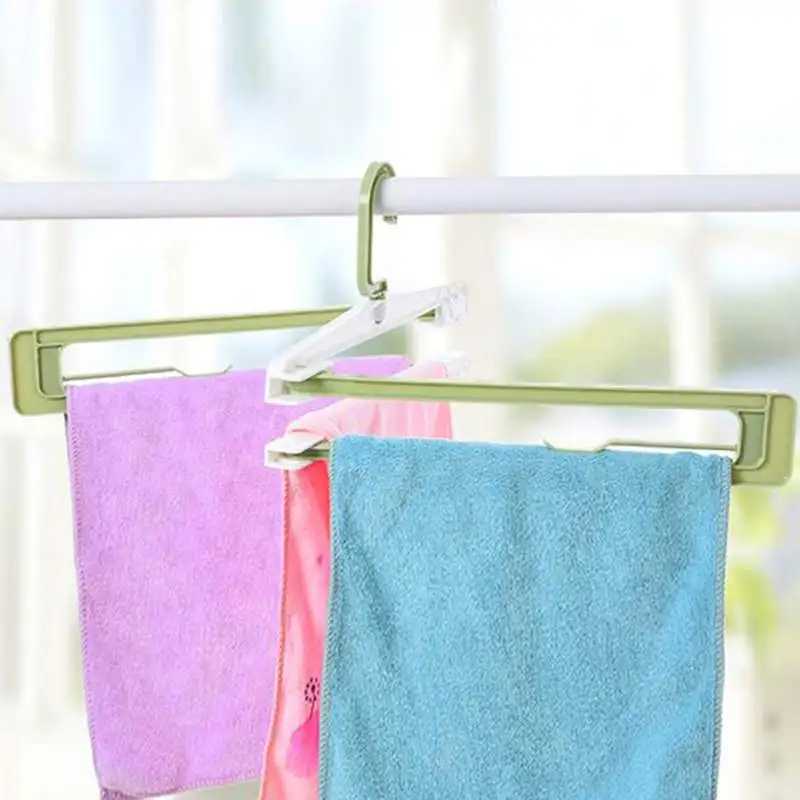 

Plastic Foldable Clothes Hanger Storage Rack Multifunction Hooks Towel Clothes Hanger Rack Save Space Organizer