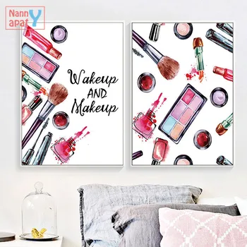 Billige Mode Kunst Leinwand Malerei Aquarell Wake Up Make-Up Hd Druck Poster Schönheit Salon Wand Bild Für Wohnzimmer Dekoration