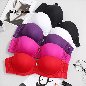 

New Thick Pad Glossy Surface without a Scratch Lace Gathered Comfortable Breathable Bra Girl Rims Bra