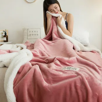 

Pure Color Lamb Velvet Throw Blanket Double-layer Woolen Blanket Fala Blanket Soft Warm Four Seasons Cover Blanket