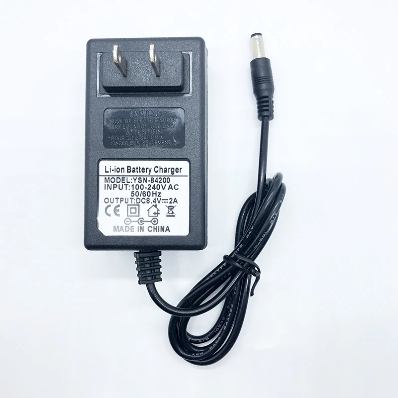 12.6V 16.8V 2A 21V 25.2V 1A 18650 Lithium Battery Charger DC 5.5MM*2.1-2.5MM 110-220V Lithium Li-ion Battery Wall Charger