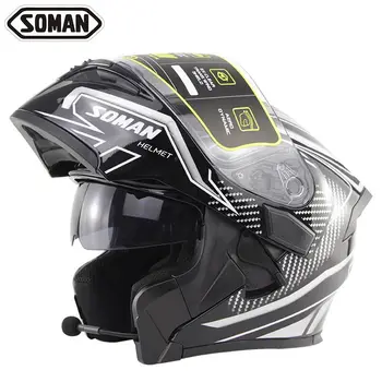 

Bluetooth Motorcycle Helmet Headest Motorcycle Flip up Modular Helmet Motocicleta Kask Casco MotoBike Helmet With Bluetooth DOT