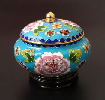 

Collection Chinese Porcelain Painting Flowers Cloisonne Storage Pot Circular Cover Auspicious Wealth Jar Statues