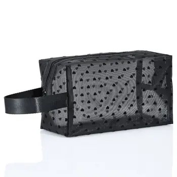 

Assorted Size Heart Dot Printed Mesh Zipper Makeup Bag Female Cosmetic Organizer Travel Portable Shower Toiletry Pouch Case