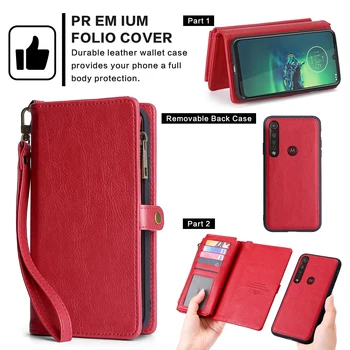 

For Motorola Moto G8 Plus Case Simple Style PU Leather Detachable Wallet Magnetic Flip Case For Moto G8 Plus Card Slots Cover