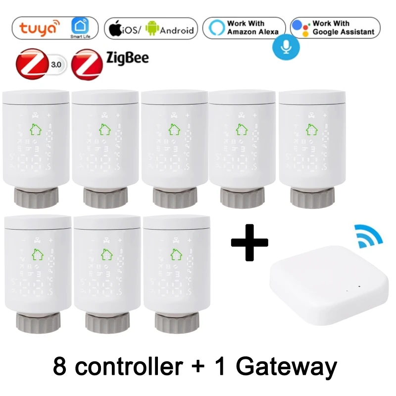 

Tuya Wifi ZigBee Thermostatic Radiator Actuator TRVThermostat Programmable Alexa Voice & Phone APP Remote Control HY368
