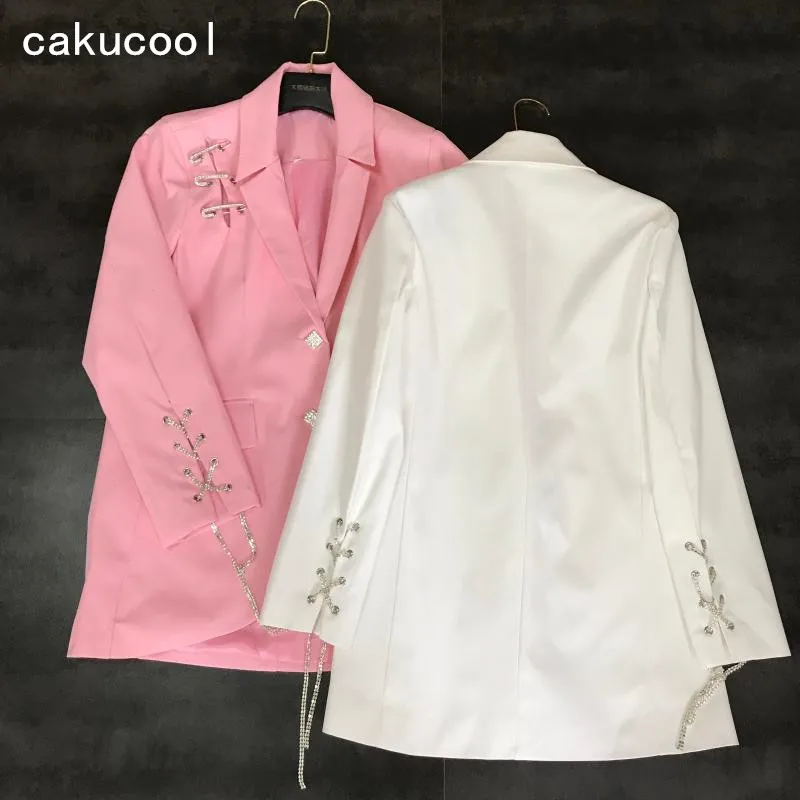 Cakucool Женская шикарная куртка с бриллиантовыми пуговицами и цепочками блейзер