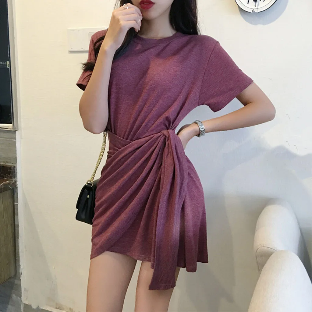Jaycosin Romance Elegant Mini Dresses Women 2020 Summer O Neck Solid Ladies Street Beach Leisure Vacation Short Dresses Mujer227