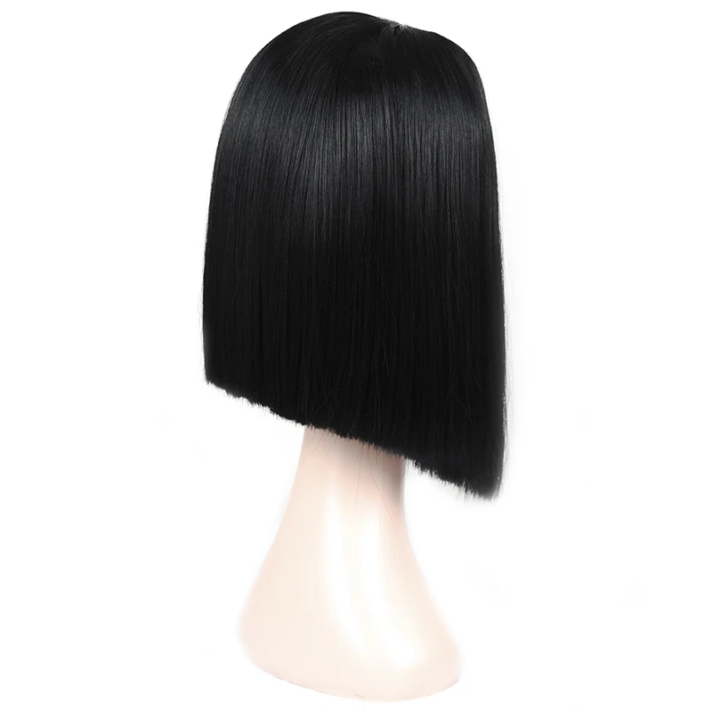 Synthetic Short Bob Wig Natural Black Hair Wig Heat Resistant Fiber Middle Part Short Straight Bob Wigs For Black Women Msglamor