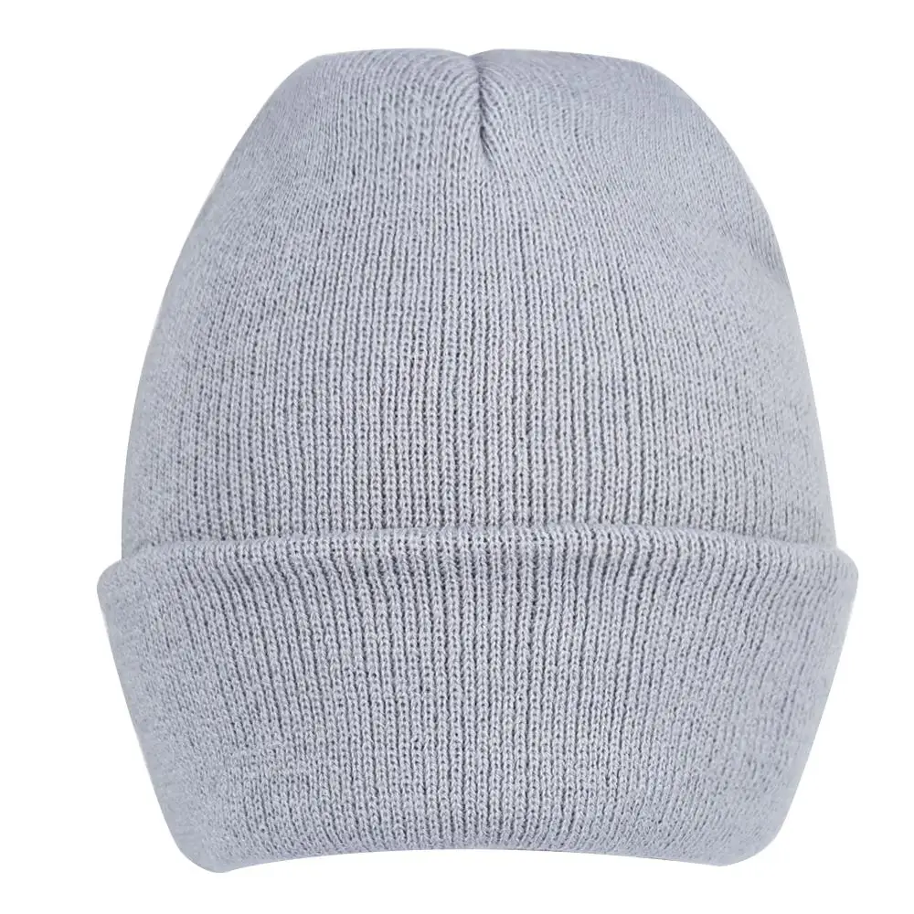 Ребристые вязанные шапочки Skullies толстые теплые зимние помпоны хип-хоп Snap sluch лев печать серые Bonnets унисекс Мужские шапки хорошая эластичная