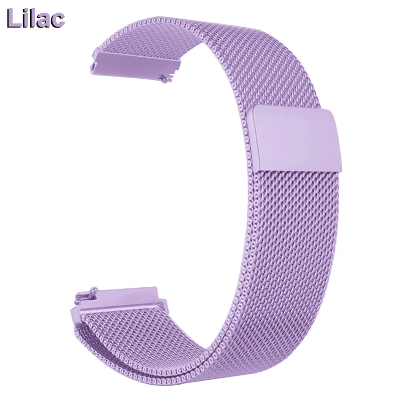 Milanese Lilac Металлические ремешки из нержавеющей стали для huawei Watch GT 2 Smart Band Replaceabl для Xiaomi Amazfit Bip/Stratos 2/Pace/GTS GTR 42 мм 47 мм - Цвет: Milanese Lilac