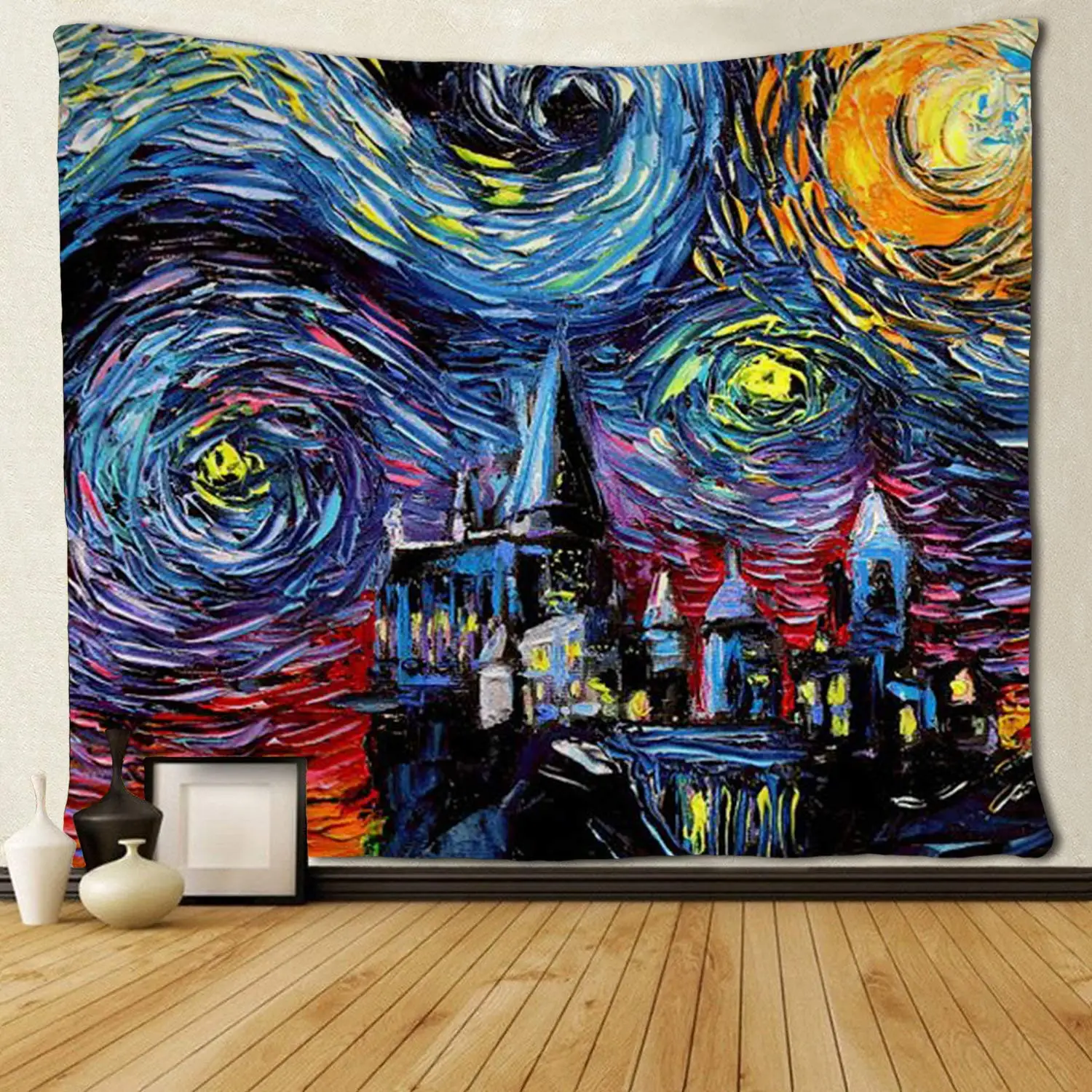 

City Under Creative Stars Tapestries,Wall Art Decoration for Bedroom Living Room Dorm