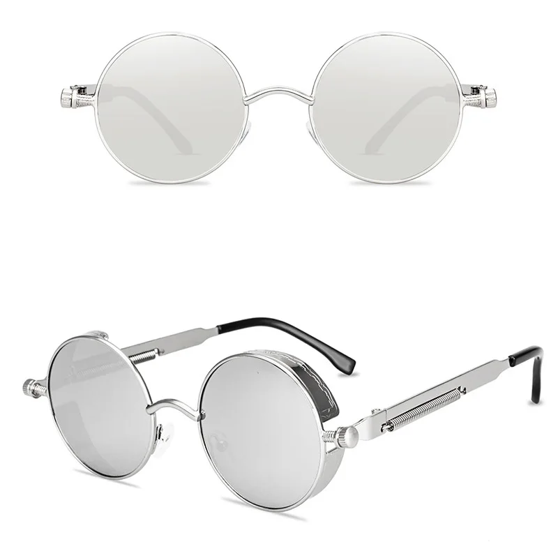 Винтажные мужские солнцезащитные очки женские круглые в металлической оправе с