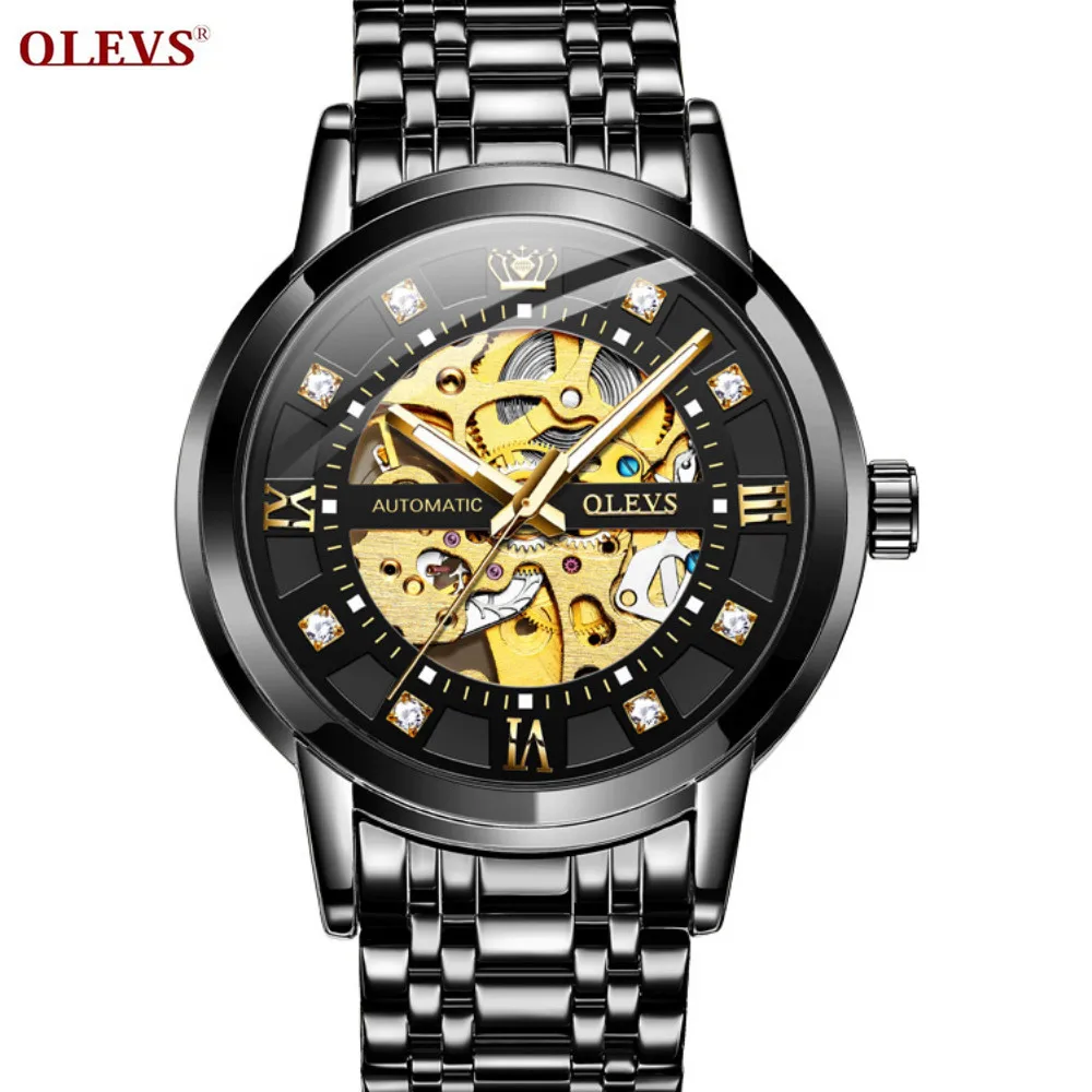 

OLEVS Men Automatic Mechanical Watches Hollowing Diamond Type Waterproof Watch Original Imported Movement Automatic Wrist Watch