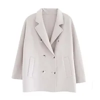 2021 women's winter fashion casual loose design luxury water ripple surface woolen coat jacket