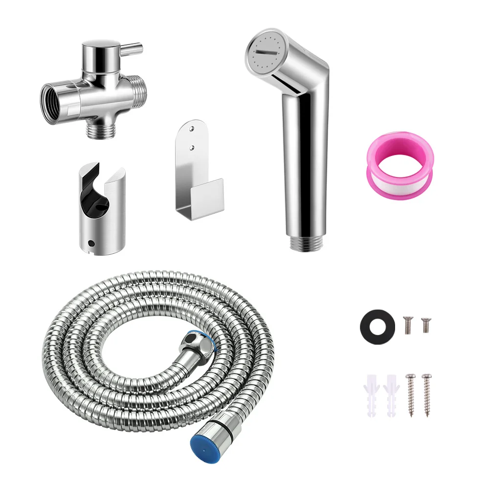 

Handheld Toilet bidet sprayer set Shower Sprayer Set Flow ABS Control Portable Jet Douche kit Chrome with hose self cleaning
