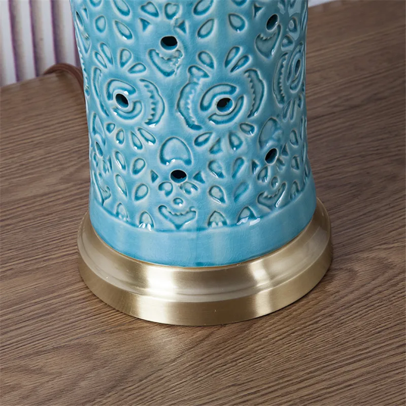 Китайский стиль синий кофе керамическая настольная лампа для кровати прикроватная гостиная прихожая кабинет стол ночник для чтения TD055