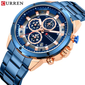 

Men's Luxury Brand CURREN New Fashion Casual Sports Watches Mens Quartz Stainless Steel Band Wristwatch Male Clock