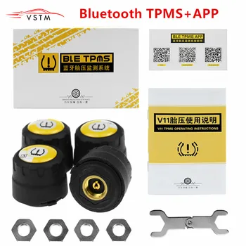 

TPMS Bluetooth 4.0 universal external tyre pressure sensor V11 support Android & IOS phone Wireless 4 external Sensors With APP