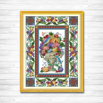 

Gorgeous fruit bowl Paintings Decor 11CT Counted print on the canvas DMC 14CT DMS Cross Stitch kits embroidery needlework Sets