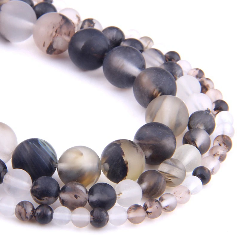 Natural Matte Black watermelon stone Beads Frosted loose round natural spacer beads 6-12MM Pick Size For Jewelry Making | Украшения и