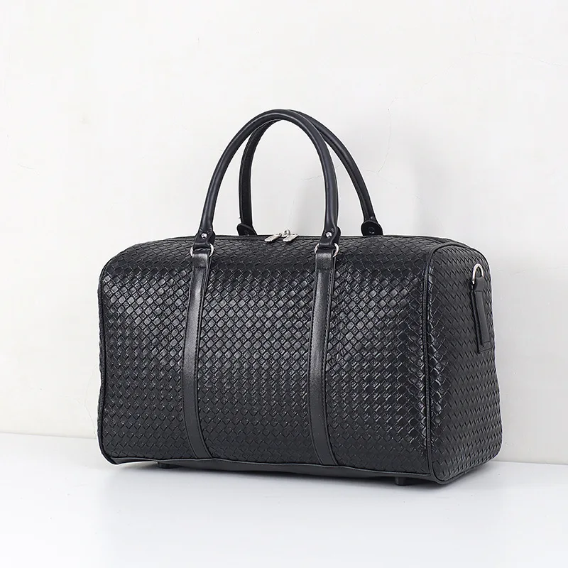 woven pu leather men and women large duffle bag |