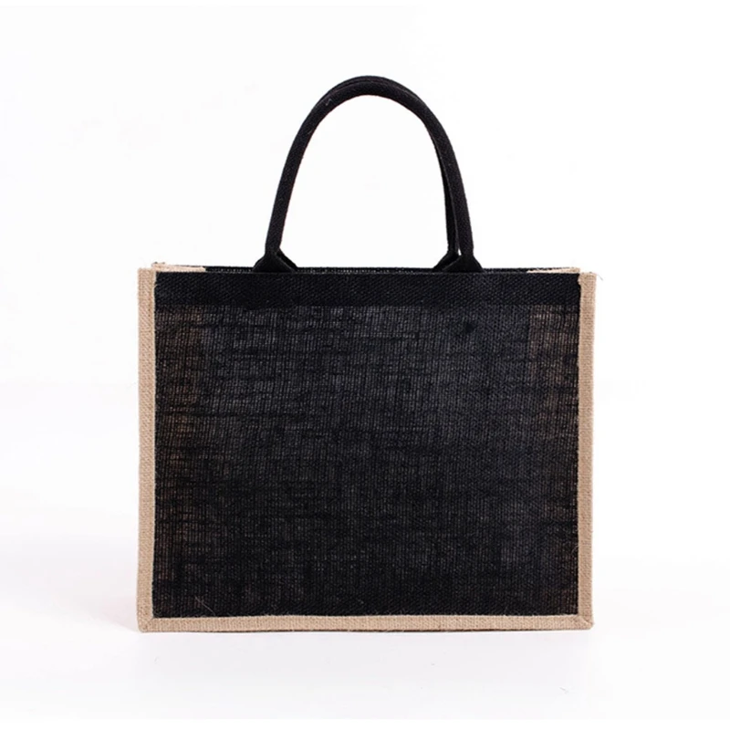 Reusable Jute Tote Bag Eco Friendly Burlap Grocery Bags for Shopping Beach X5XA