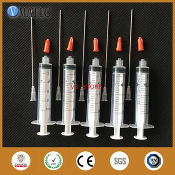

Free Shipping Non Sterilized 5 Sets 10cm 100mm Tubing Length 16G Blunt Needle Tip 10ml/Cc Syringe And Red Syringe Stopper