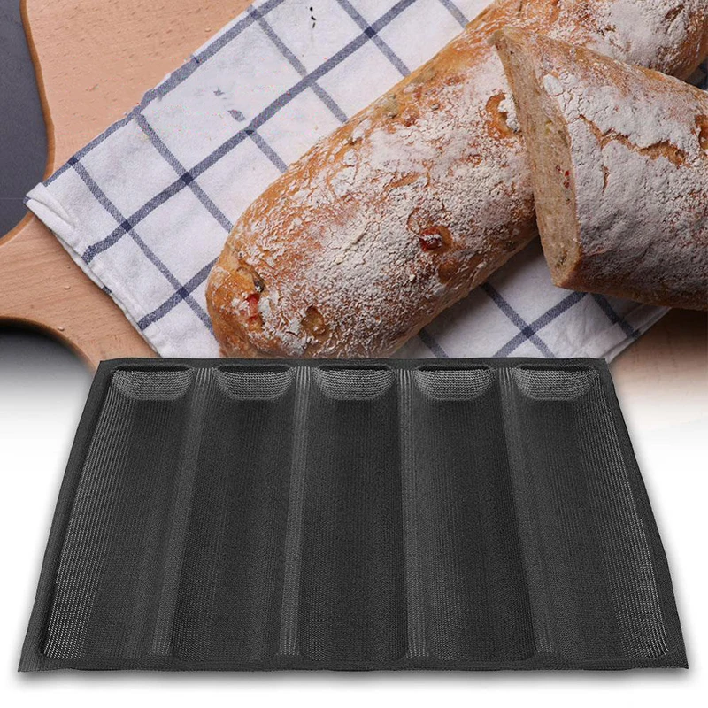 1/2/10 Silicone French Bread Pan Non-Stick Baking Tray 5 Loaf Mold Liners Bakeware Sub Rolls Perforated Baking Pan Mat