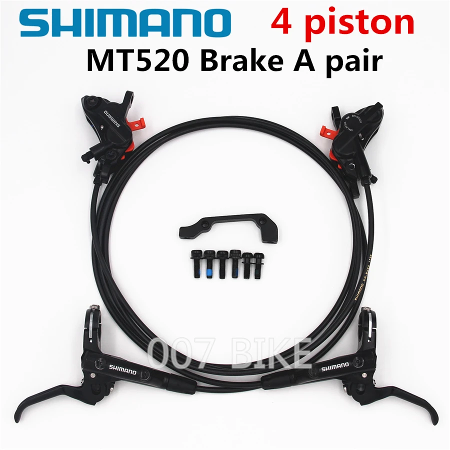 Новинка SHIMANO MT420 MT520 4 поршневой тормоз Горный велосипед Hidraulic Дисковый Тормоз MTB левый и правый MT400 2 поршневой MT401 тормоза - Цвет: MT520 4 piston
