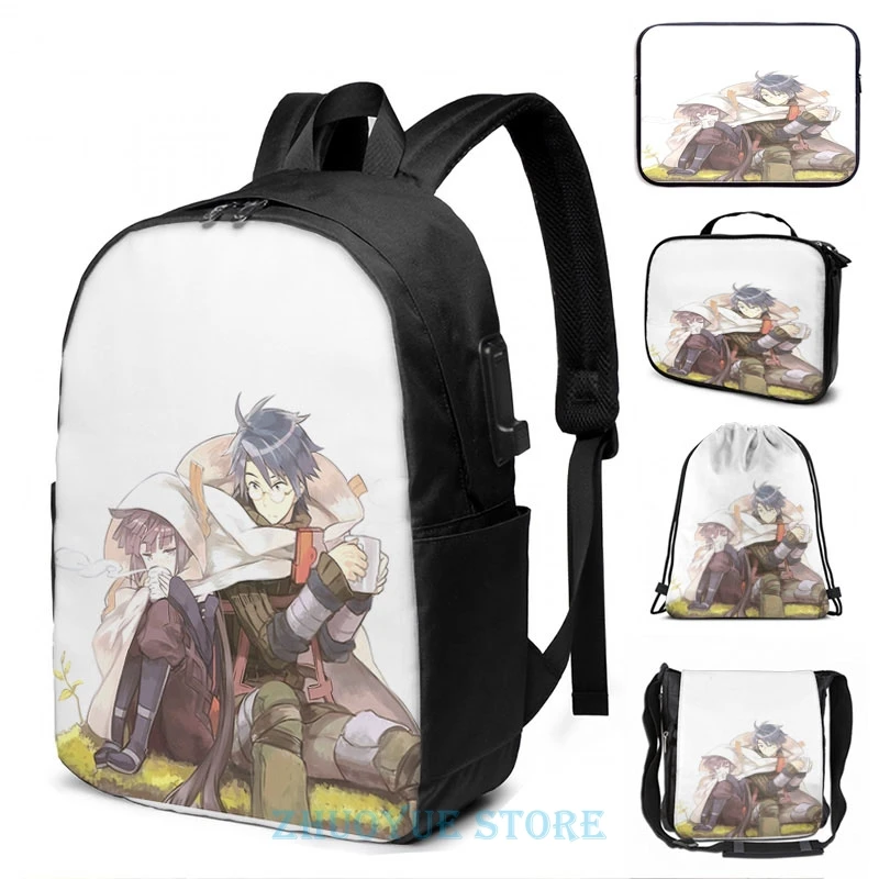Забавный рюкзак с графическим принтом Log horizon USB-зарядкой школьные ранцы для