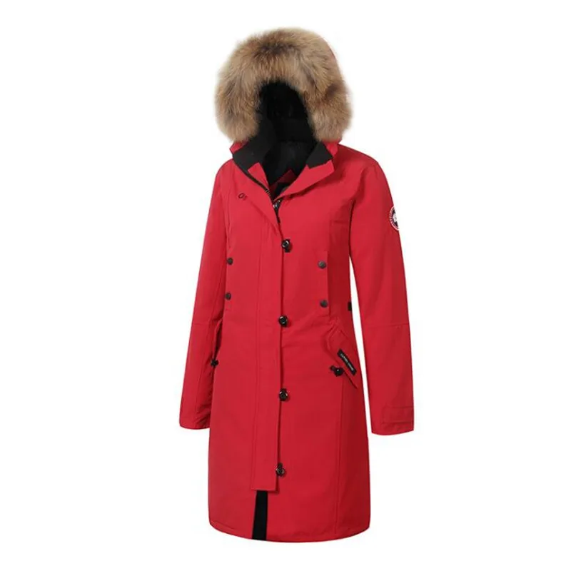 Женская пуховая стеганая куртка, зимнее длинное пальто, Женская канадская парка с капюшоном размера плюс, верхняя одежда для экстремальных погодных условий