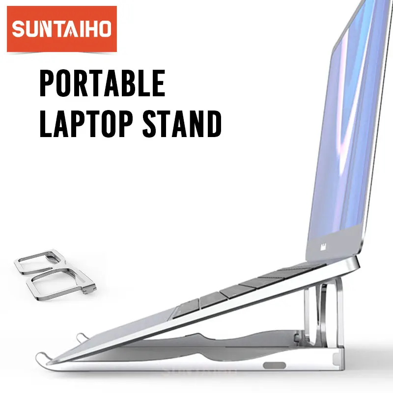 

Suntaiho Laptop Stand Notebook Holder For MacBook Air Pro Foldable Aluminum Alloy Laptop Holder To 10-15.6 inch Desktop Stand