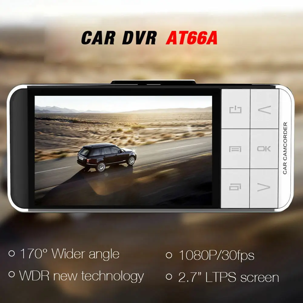 Anytek AT66A full HD Novatek 96650 Автомобильный видеорегистратор 170 градусов 6G объектив ужин ночного видения камера 2,7 дюймов цветной ЖК-дисплей