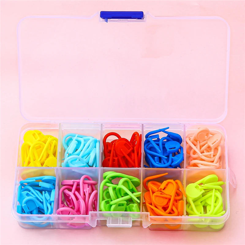 Description Picture 4 of itemMix Color Plastic Knitting Tools Locking Stitch Markers Ring Crochet Latch Knitting Tools Needles Clip Hook Set DIY Craft Sewing