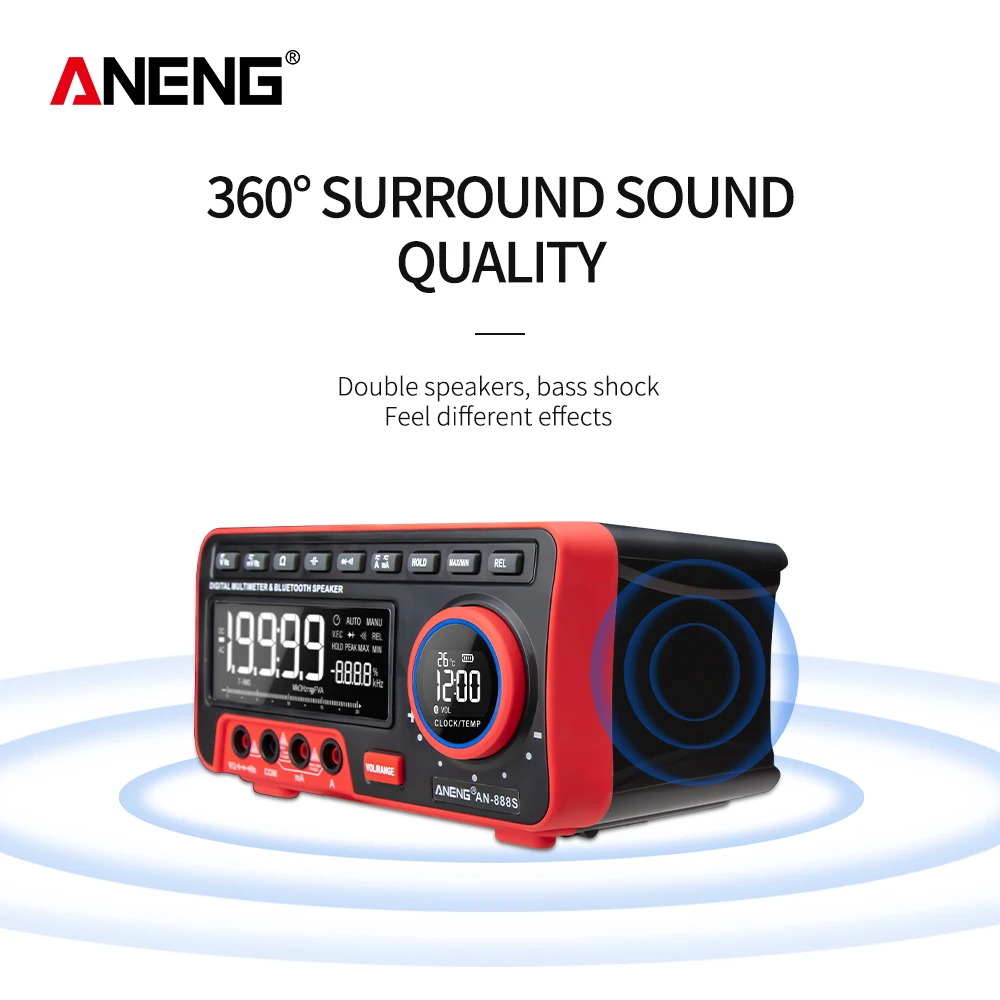 ANENG AN888S 19999 отсчетов многофункциональный Рабочий стол True RMS lcd Цифровой мультиметр-Термометр Будильник Bluetooth динамик